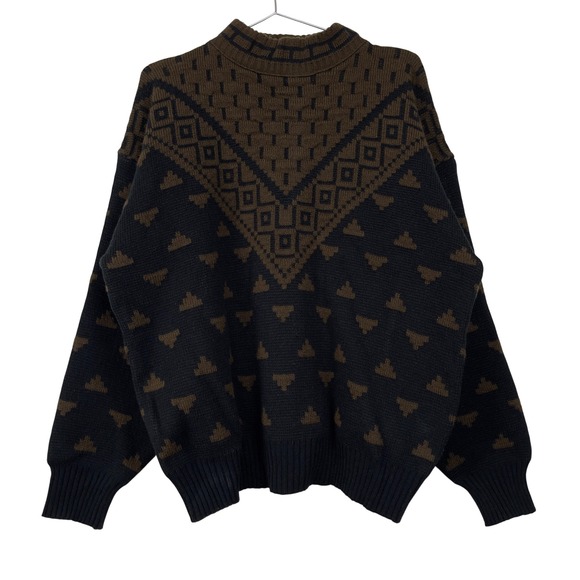 Cosi L'Uomo Other - Vintage Cosi L'Uomo Grandpa Cosby Sweater Geometric Mock Neck Large Black Brown